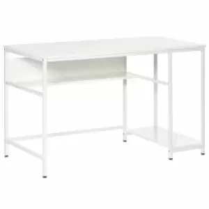 Image of Homcom Home Office Computer Writing Desk With Storage White Metal Frame