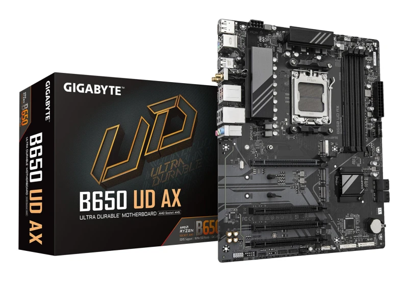 Image of Gigabyte Gigabyte B650 UD AX Motherboard - AMD Ryzen 9000 Series CPUs 6+2+2 Phases VRM up to 7600MHz DDR5 (OC) 1xPCIe 5.0 + 2xPCIe 4.0 M.2 GbE LAN WIF