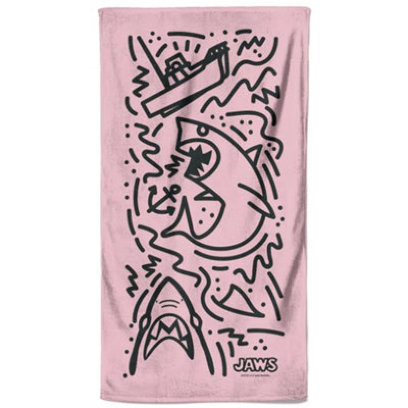 Image of Zavvi Jaws Pink Shark Doodles Beach Towel