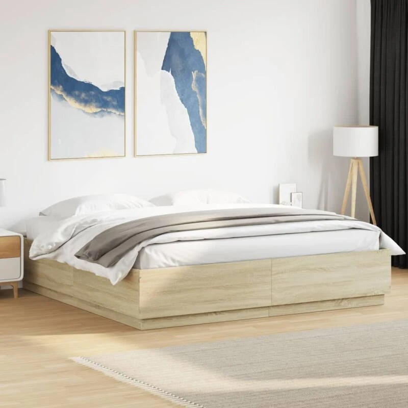 Image of VIDAXL Vidaxl - Bed Frame with LED without Mattress Sonoma Oak 180x200cm Super King 8721012273276
