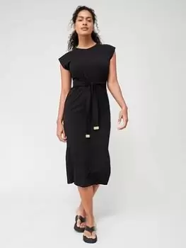 Image of Barbour International Soules Tie Front Midi Dress - Black