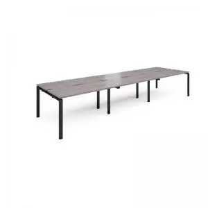 Image of Adapt triple back to back desks 4200mm x 1200mm - Black frame and grey