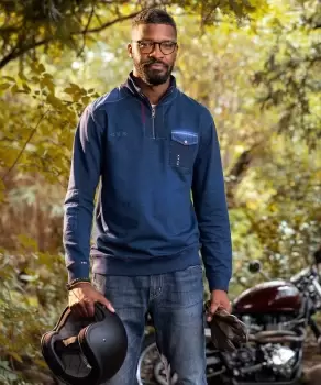 Image of Quarter Zip Pocket Detail Sweatshirt