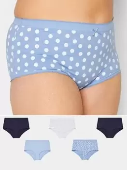 Image of Yours 5 Pack Polka Dot Full Brief, Blue, Size 18-20, Women