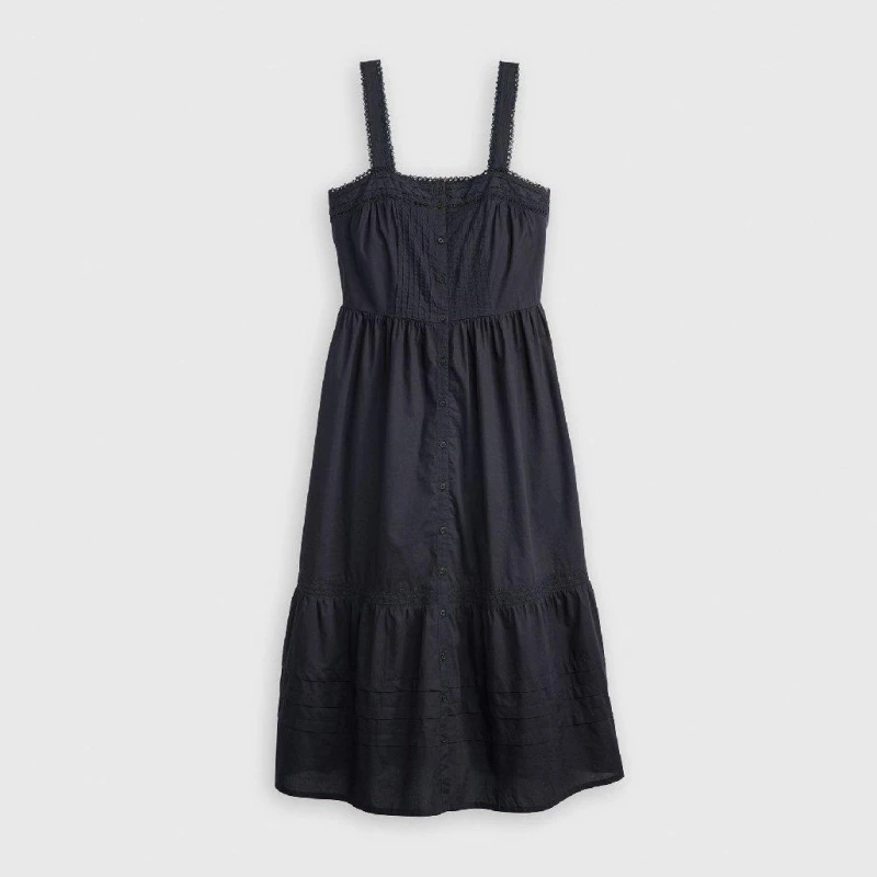 Image of Levis Womens Cici Midi Pinafore Dress Caviar female 8 (XS)