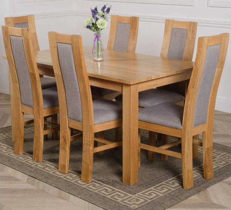Image of Thats Furniture Oslo 150 x 90cm Medium Oak Dining Table & 6 Stanford Chairs in Brown Brown Unisex 150 x 90 cm