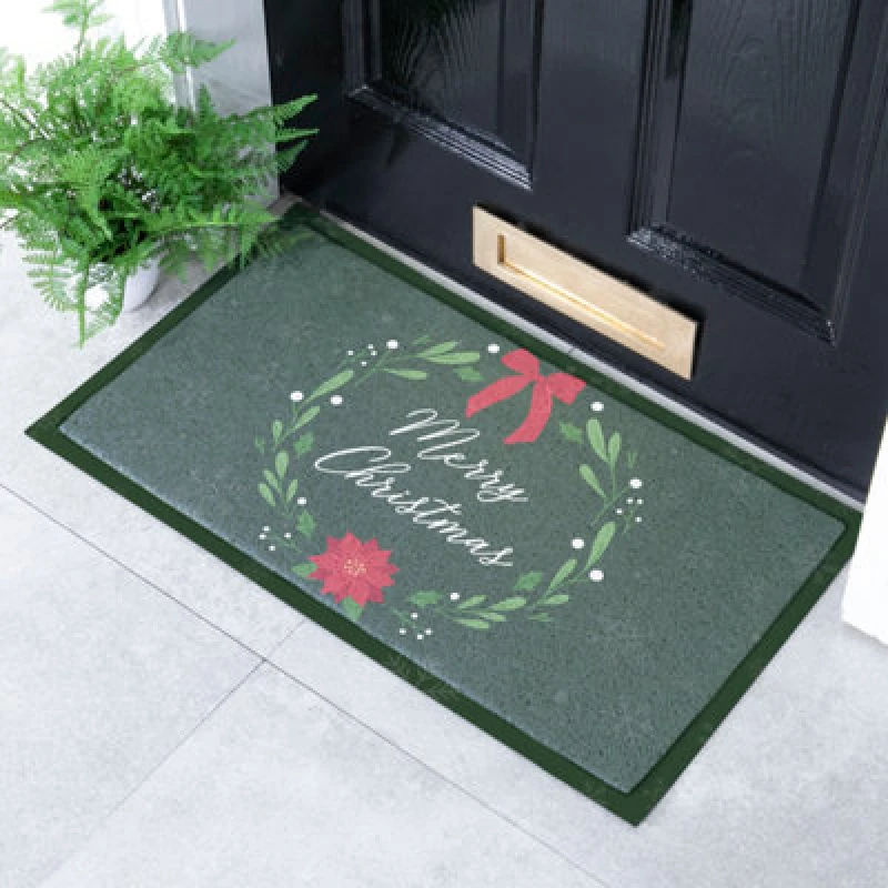 Image of Artsy Mats Merry Christmas Wreath Doormat, Multi DMW-WREATH-7040