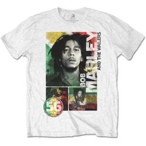 Image of Bob Marley - 56 Hope Road Rasta Unisex Medium T-Shirt - White