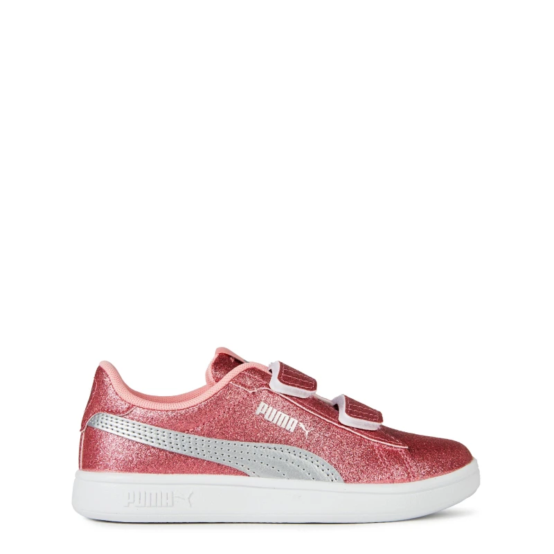 Image of Puma Smash 3.0 Glitz Glam V Infant Girl Trainers - Pink Pink C4