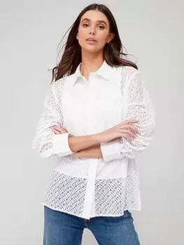 Image of Tommy Hilfiger Lace Relaxed Fleur Shirt - White