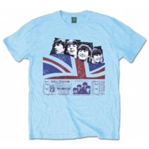 Image of The Beatles Shea Stadium Mens Light Blue Tshirt: Medium