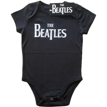 Image of The Beatles - Drop T Logo Kids 6-9 Months Babywear - Black