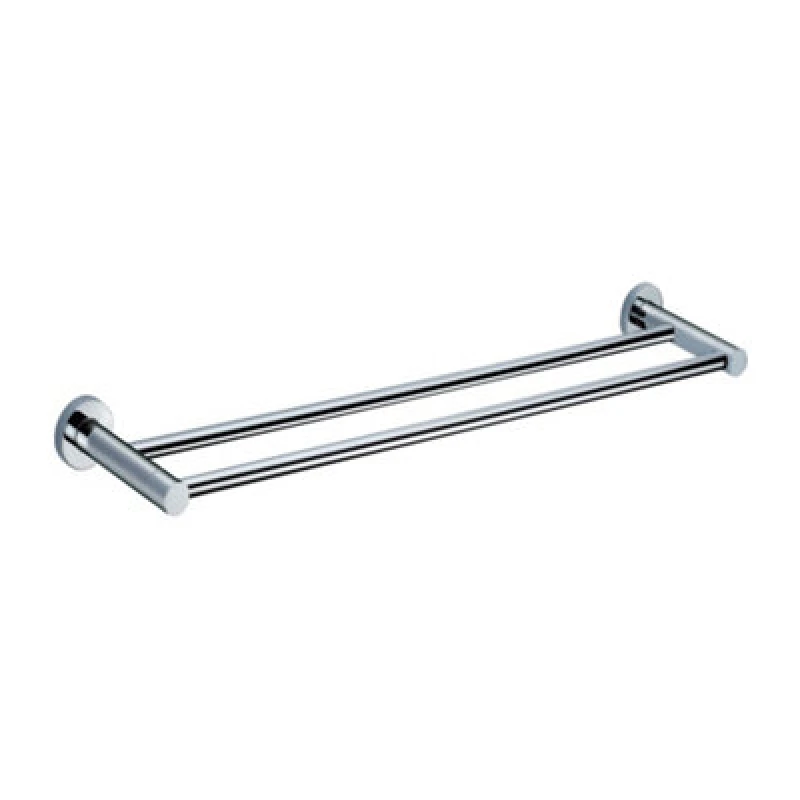 Image of Nes Home Wall Mounted Round Double Towel Bar Chrome