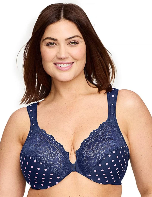 Image of Glamorise Glamorise 1245 Wonder Wire Bra Navy Print - Glamorise - Size: 44D Navy Print Female 44D CB42838