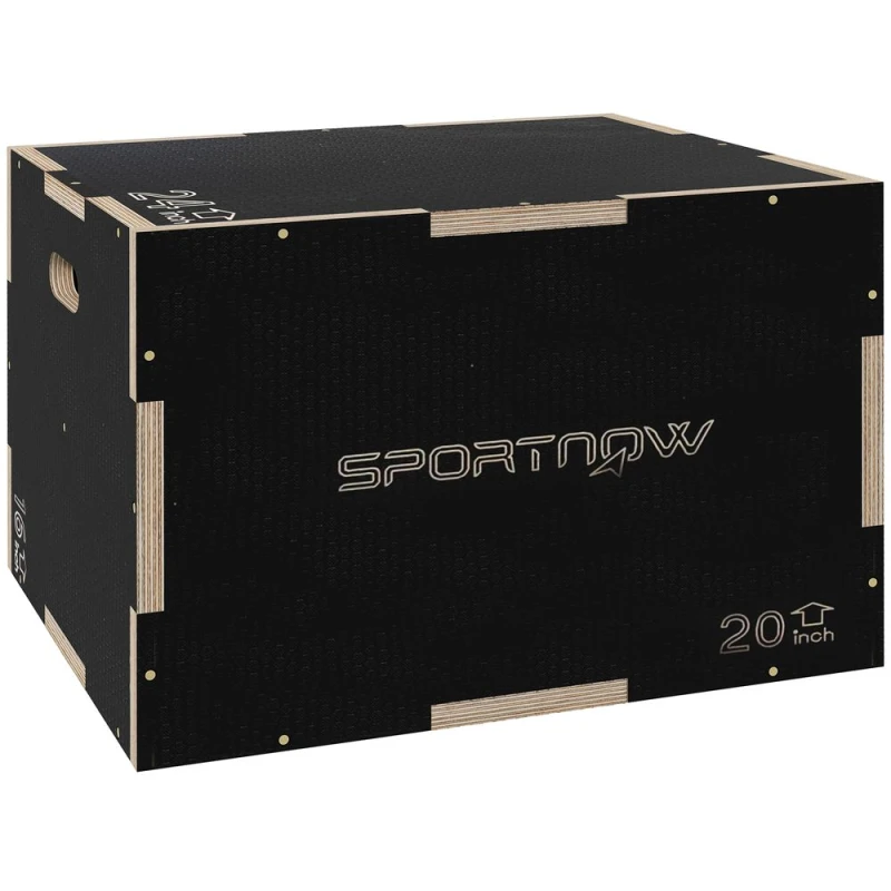 Image of Sportnow 41/51/61Cm Plyometric Jump Box, Wooden Plyo Box For Home Gym, Black A93-055V01BK