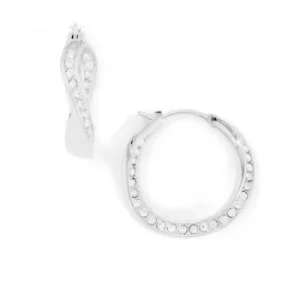 Image of Ladies Fossil Silver Plated Hoop Earrings