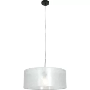 Image of Sienna Sparkled Light Cylindrical Pendant Ceiling Light Matt Black, Silver Shade