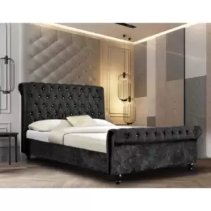 Image of Arisa Upholstered Beds - Crush Velvet, Single Size Frame, Black - Black