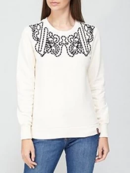 Image of Superdry Bohemian Crafted Sweatshirt - Cream, Size 8, Women