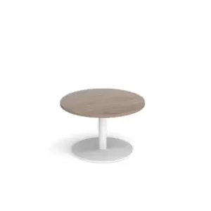 Image of Monza circular coffee table with flat round white base 800mm - barcelona walnut