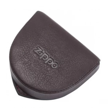Image of Zippo Brown Leather Coin Pouch (8.5 x 7 x 2.2cm)