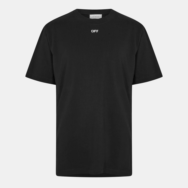 Image of Off White Mens Brick Arrow Crew Neck Short Sleeve T-Shirt Black/White male XXS