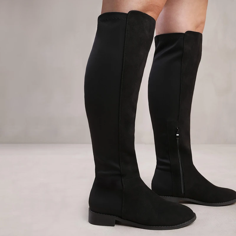 Image of Where's That From 'Diem' Stretch Wide Calf Over The Knee Boots Black