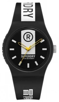 Image of Superdry Black & White Printed Soft Touch Silicone Strap Watch