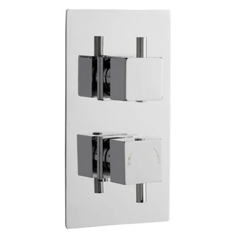 Image of Balterley Concealed Twin Thermostatic Shower Valve With Diverter 2 Outlets Silver