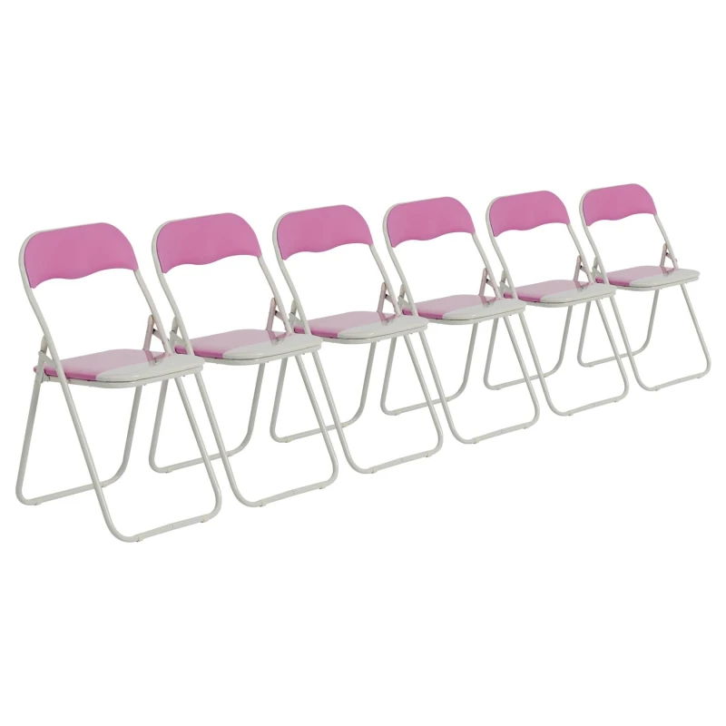 Image of Harbour Housewares Coloured Padded Folding Chairs - Pink - Pack Of 6