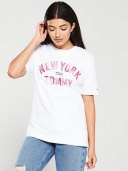 Image of Tommy Jeans Faded Logo T-Shirt - White