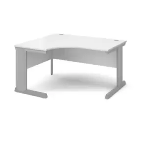 Image of Office Desk Left Hand Corner Desk 1400mm White Top With Silver Frame 800mm Depth Vivo