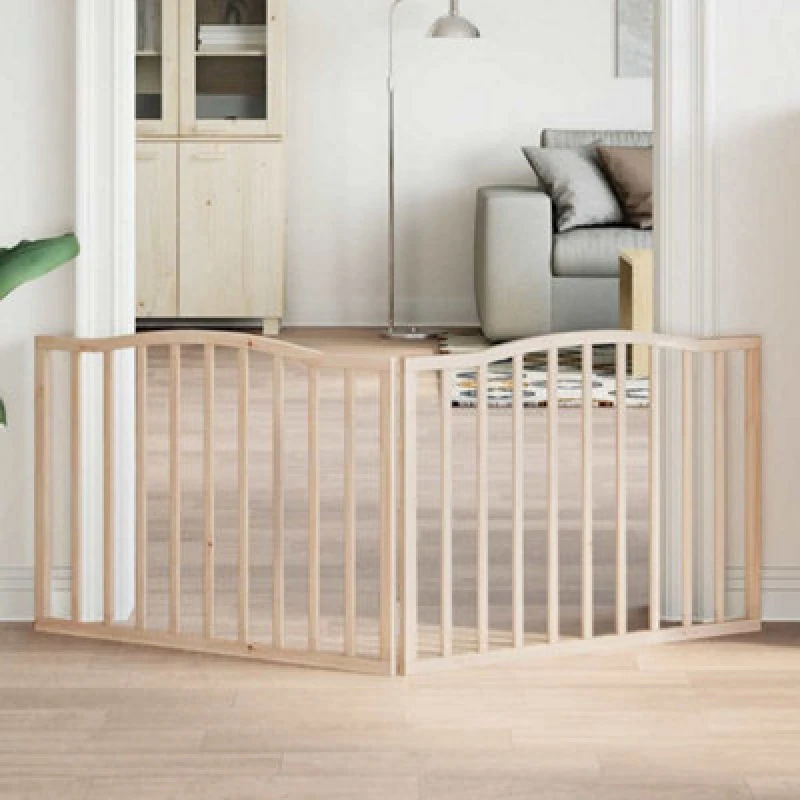 Image of vidaXL Dog Gate Foldable 2 Panels 160cm Poplar Wood, Brown 352208