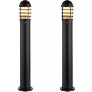 Image of Loops - 2 pack Outdoor Bollard Post Light - 60W E27 gls - 1000mm Height - Matt Black