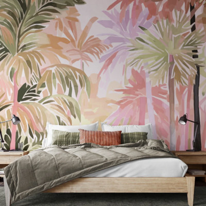 Image of Origin Murals Pretty Palms - Natural Blush Matt Smooth Paste The Wall Mural 350Cm Wide X 280Cm High