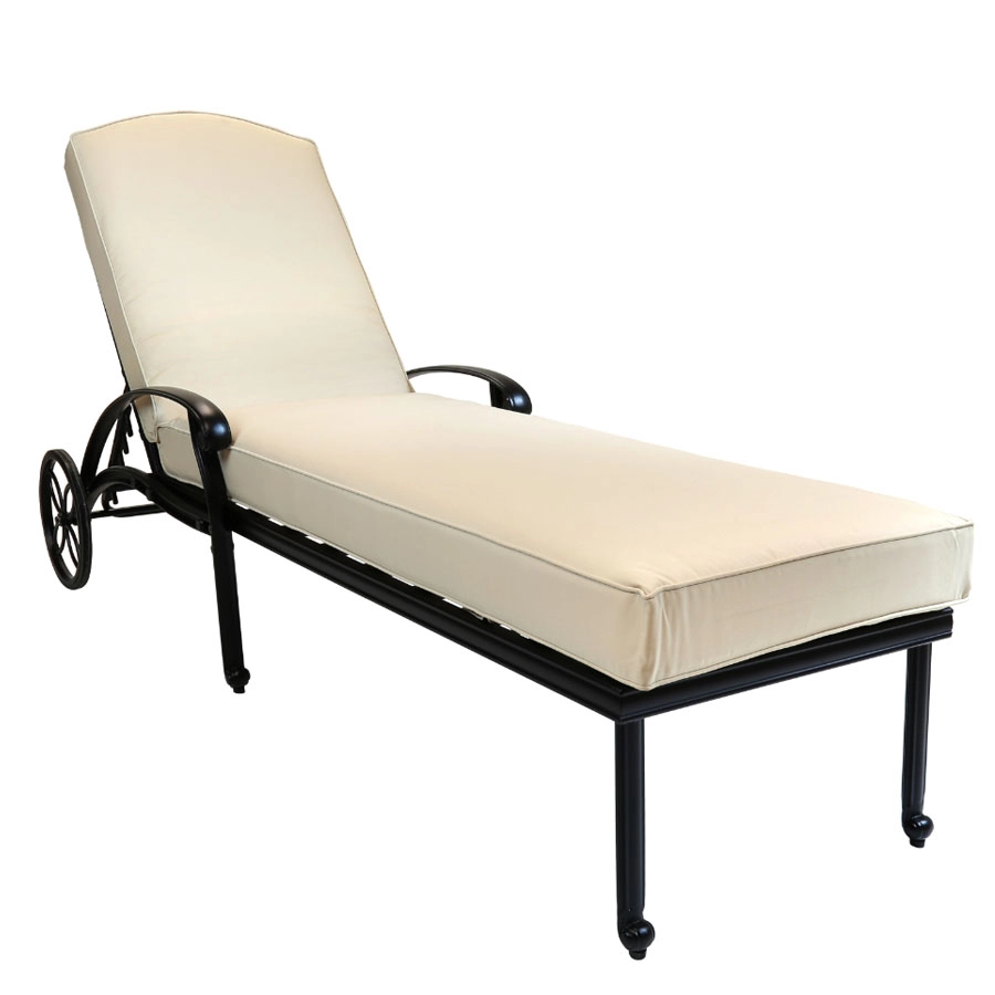 Image of Charles Bentley Cast-Aluminium Sun Lounger with Beige Cushion