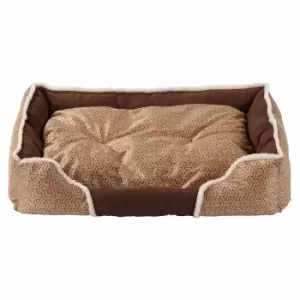 Image of Bunty Kensington Large Soft Fleece Fur Cushion Pet Basket - Cream/Brown