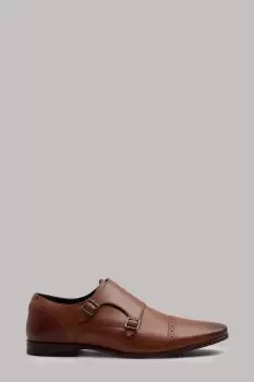 Image of Mens Leather Monk Shoes - Tan - 10