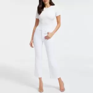 Image of Good American Good Legs Cropped Stretch-Denim Flared Jeans - US 10/UK 14