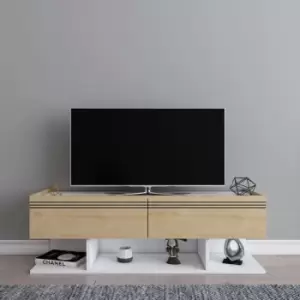 Image of Decorotika - Kase tv Stand tv Cabinet with Drop-Down Cabinets White Sapphire Oak