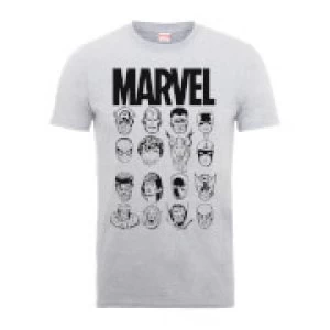 Image of Marvel Multi Heads Mens Grey T-Shirt - L