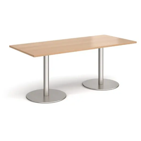 Image of Monza Monza rectangular dining table with flat round brushed steel bases 1800mm x 800mm - beech Beech MDR1800-BS-B