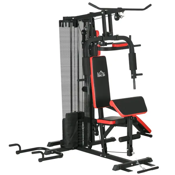 Image of SPORTNOW Multi Gym Workout Station with Sit Up Bench, Push Up Stand Black