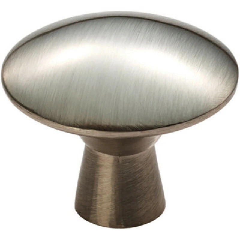 Image of Loops Disc Shaped Cabinet Door Knob on Tapered Stem 27mm Dia Satin Nickel Handle Metallics unisex