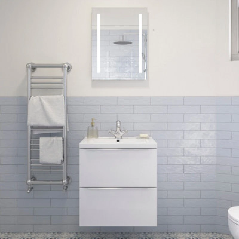 Image of Sensio Ester Plus White Rectangular Wall-Mounted Bathroom & Wc Illuminated Contemporary Illuminated Mirror (H)65Cm (W)50Cm