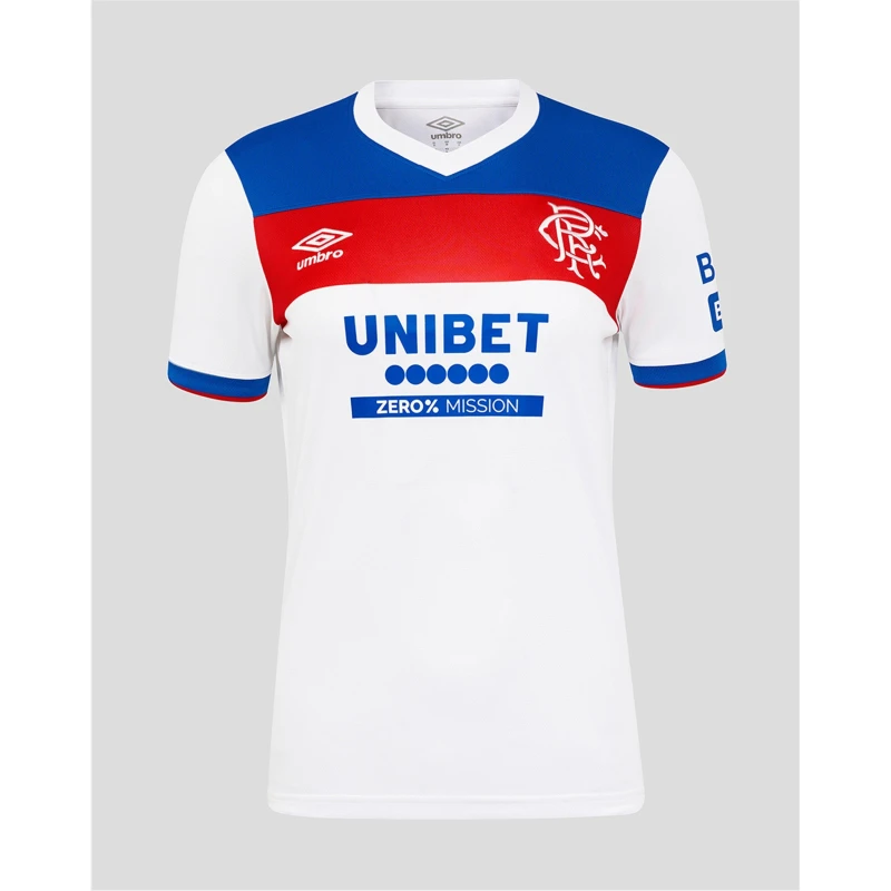 Image of Umbro Rangers Away Shirt 2025 2026 Womens White/Blue female 8 (XS)