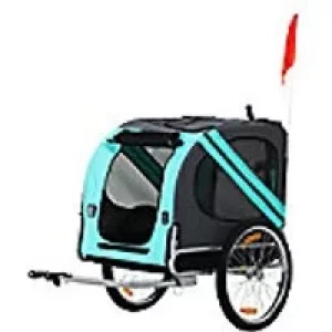 Image of PawHut Pet Bike Trailer Green, Grey 730 mm x 1300 mm x 900 mm