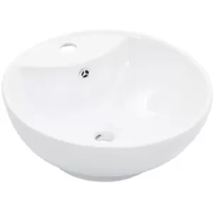 Image of Wash Basin with Overflow 46.5x18cm Ceramic White Vidaxl White