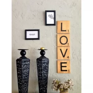 Image of Scrabble Love Brown Decorative Wooden Wall Accessory