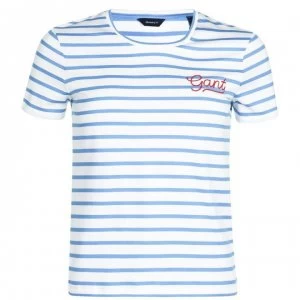 Image of Gant Bretagne Stripe T Shirt - 445 Pacif Blue